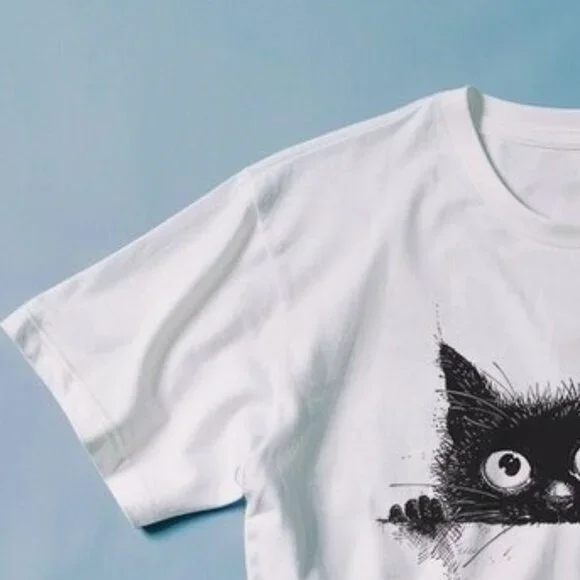 Hidden Cat T-Shirt High Quality Unisex Heavy Cotton Tee - Picture 3 of 4